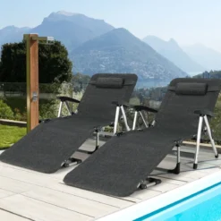 Sonnenliege klappbar Liegestuhl Gartenstuhl 134-190 x 71 x 61,5-95 cm Schwarz
