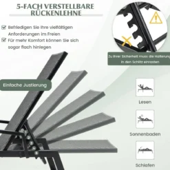 Sonnenliege Rattan Gartenliege mit Verstellbarer Rückenlehne und Armlehnen 167–193 x 59 x 33–93 cm Braun