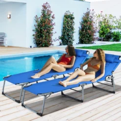 Sonnenliege Zusammenklappbare Strandliege 194 x 60 x 36-86 cm Blau