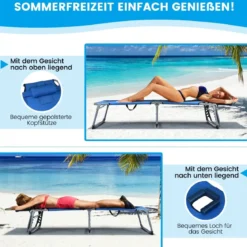 Sonnenliege Zusammenklappbare Strandliege 194 x 60 x 36-86 cm Blau
