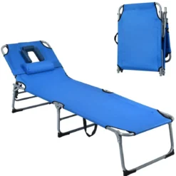 Sonnenliege Zusammenklappbare Strandliege 194 x 60 x 36-86 cm Blau