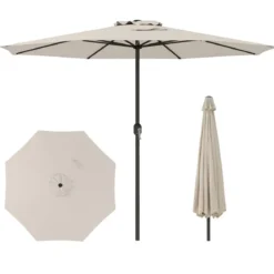 Sonnenschirm 350 cm großer Gartenschirm mit Kurbel Terrassenschirm mit 8 Rippen