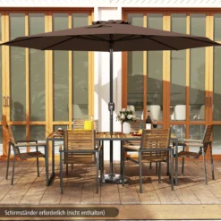 Sonnenschirm 350 cm großer Gartenschirm mit Kurbel Terrassenschirm mit 8 Rippen