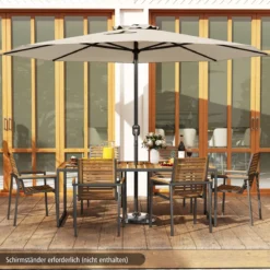 Sonnenschirm 350 cm großer Gartenschirm mit Kurbel Terrassenschirm mit 8 Rippen