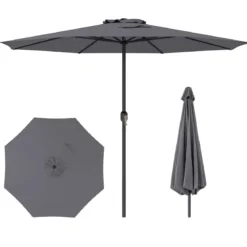 Sonnenschirm 350 cm großer Gartenschirm mit Kurbel Terrassenschirm mit 8 Rippen