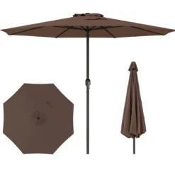 Sonnenschirm 350 cm großer Gartenschirm mit Kurbel Terrassenschirm mit 8 Rippen