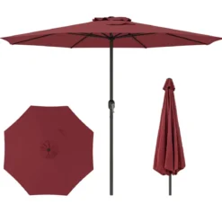 Sonnenschirm 350 cm großer Gartenschirm mit Kurbel Terrassenschirm mit 8 Rippen