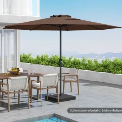 Sonnenschirm 350 cm großer Gartenschirm mit Kurbel Terrassenschirm mit 8 Rippen