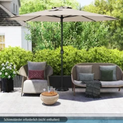 Sonnenschirm 350 cm großer Gartenschirm mit Kurbel Terrassenschirm mit 8 Rippen