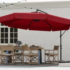 Sonnenschirm 300 cm inkl. Schutzhülle Rot+Sonnenschirmständer 80 Liter / 108 kg befüllbar Set