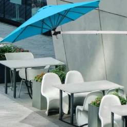 Sonnenschirm für die Wand Wandschirm kippbar Balkonschirm mit verstellbarer Aluminiumstange Ø 250 cm Türkis