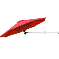 Sonnenschirm für die Wand Wandschirm kippbar Balkonschirm mit verstellbarer Aluminiumstange Ø 250 cm Rot