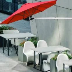 Sonnenschirm für die Wand Wandschirm kippbar Balkonschirm mit verstellbarer Aluminiumstange Ø 250 cm Rot