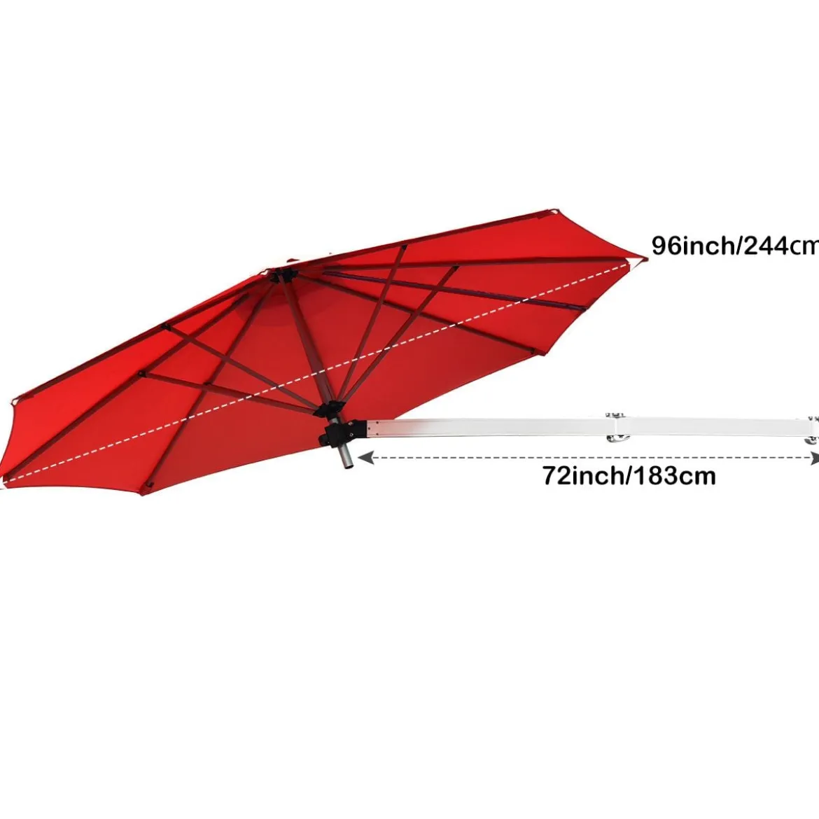 Sonnenschirm für die Wand Wandschirm kippbar Balkonschirm mit verstellbarer Aluminiumstange Ø 250 cm Rot