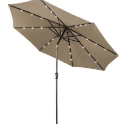 Sonnenschirm mit Solar- LED-Beleuchtung Ampelschirm Gartenschirm 3m