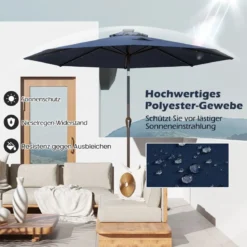Sonnenschirm mit Solar- LED-Beleuchtung Ampelschirm Gartenschirm 3m