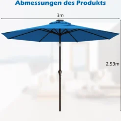 Sonnenschirm mit Solar- LED-Beleuchtung Ampelschirm Gartenschirm 3m