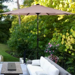 Sonnenschirm mit Solar- LED-Beleuchtung Ampelschirm Gartenschirm 3m