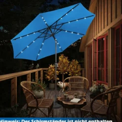 Sonnenschirm mit Solar- LED-Beleuchtung Ampelschirm Gartenschirm 3m