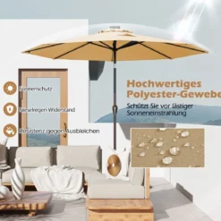 Sonnenschirm mit Solar- LED-Beleuchtung Ampelschirm Gartenschirm 3m