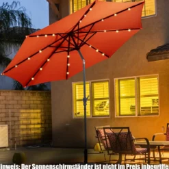 Sonnenschirm mit Solar- LED-Beleuchtung Ampelschirm Gartenschirm 3m