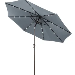 Sonnenschirm mit Solar- LED-Beleuchtung Ampelschirm Gartenschirm 3m