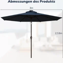 Sonnenschirm mit Solar- LED-Beleuchtung Ampelschirm Gartenschirm 3m