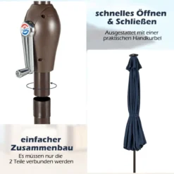 Sonnenschirm mit Solar- LED-Beleuchtung Ampelschirm Gartenschirm 3m