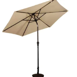 Sonnenschirm mit Solar- LED-Beleuchtung Ampelschirm Gartenschirm Kurbelschirm 2,7M