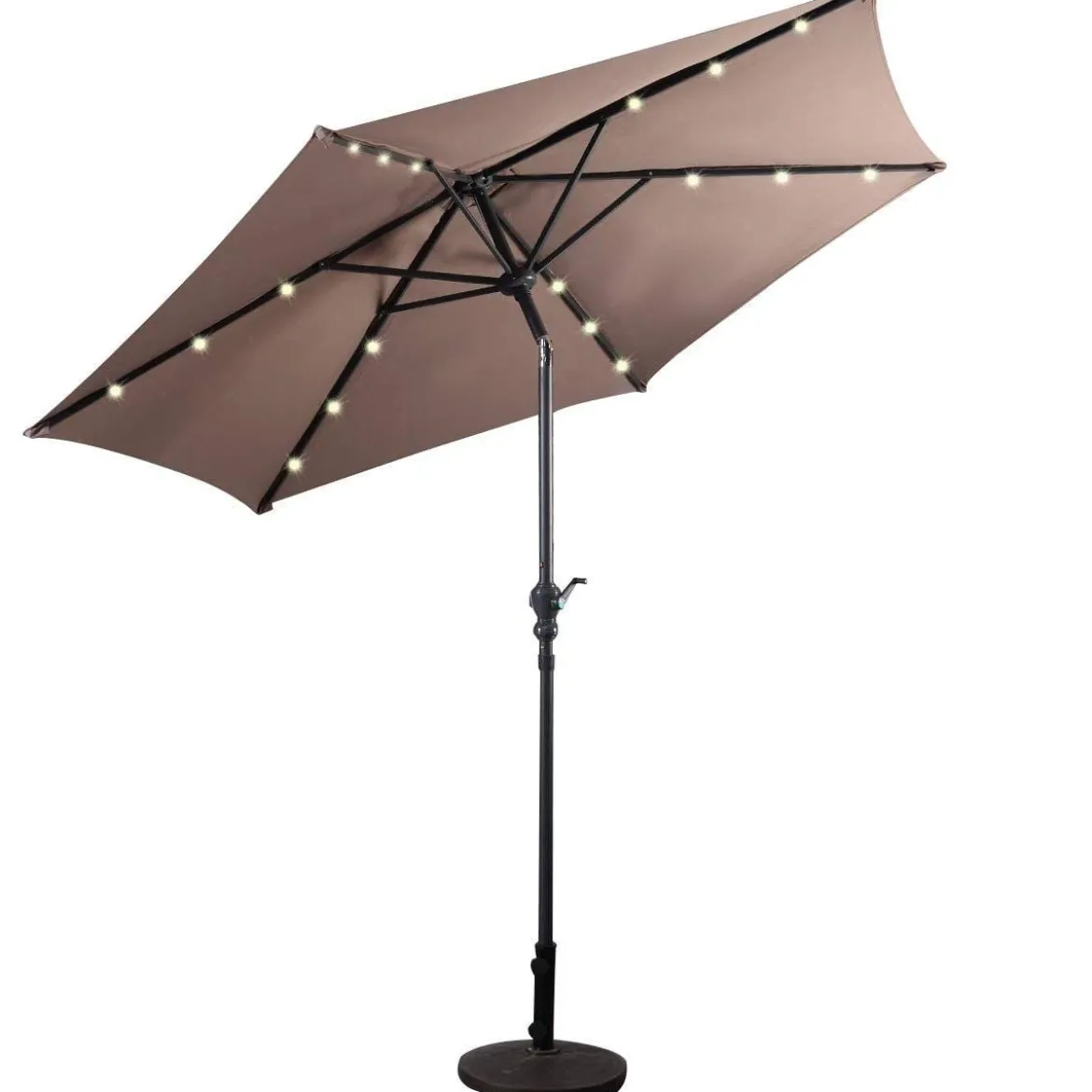 Sonnenschirm mit Solar- LED-Beleuchtung Ampelschirm Gartenschirm Kurbelschirm 2,7M