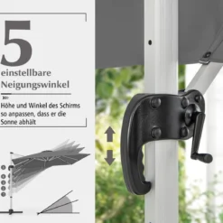 Sonnenschirm rechteckig 300 x 300 cm großer Ampelschirm mit Kurbel Grau