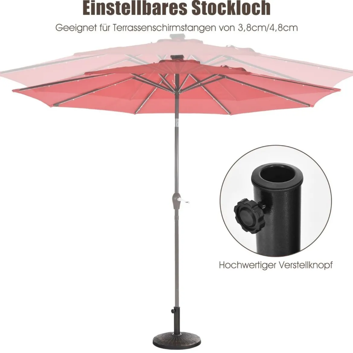 Sonnenschirmständer aus Kunstharz mit 46 cm Durchmesser Bronze