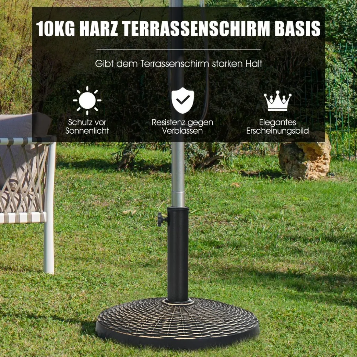 Sonnenschirmständer aus Kunstharz mit 46 cm Durchmesser Bronze