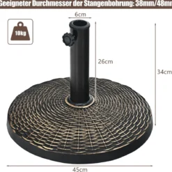 Sonnenschirmständer aus Kunstharz mit 46 cm Durchmesser Bronze
