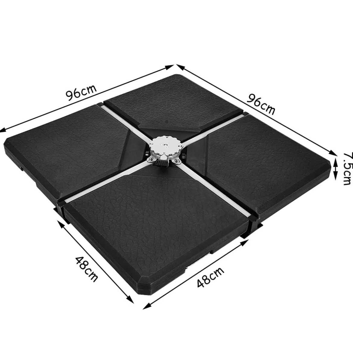 Sonnenschirmständer Balkonschirmständer für Außenbereich 96 cm x 96 cm x 7,5 cm Schwarz