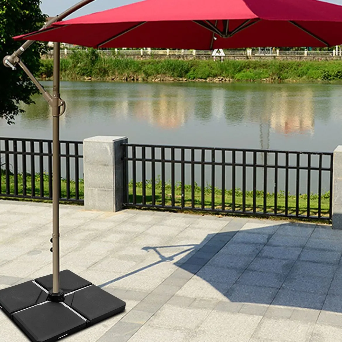 Sonnenschirmständer Balkonschirmständer für Außenbereich 96 cm x 96 cm x 7,5 cm Schwarz