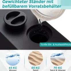 Sonnenschirmständer Befüllbarer Sonnenschirmhalter bis 70 kg für Ø 38-48 mm Schirmstöcke Schwarz