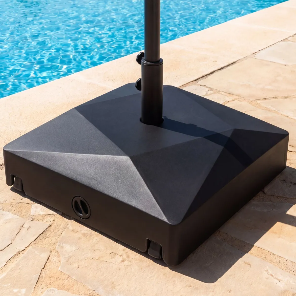 Sonnenschirmständer Befüllbarer Sonnenschirmhalter bis 70 kg für Ø 38-48 mm Schirmstöcke Schwarz