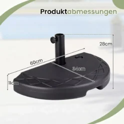 Sonnenschirmständer Halbrund Schirmständer mit Griff & Verstellbarem Drehknopf für Schirmstöcke 38-48 mm