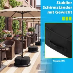 Sonnenschirmständer 40 kg Befüllbar mit Sand Tragbarer Schirmständer Schirmhalter Schwarz