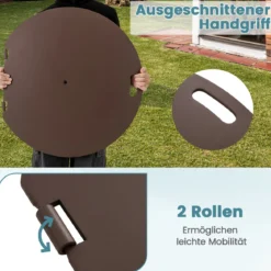 Sonnenschirmständer 23 kg Schirmständer mit Rollen und Griff runder Schirmgewicht für Schirmstangen von 41/50 mm
