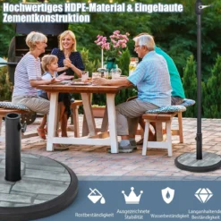 Sonnenschirmständer 15 kg Schirmständer für Schirmstangen von 35/38/48 mm