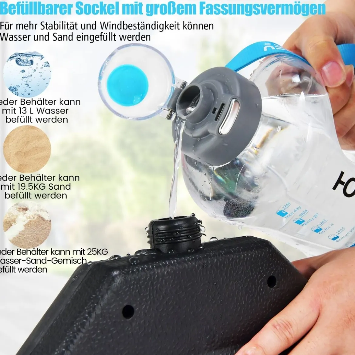 Sonnenschirmständer 52 Liter / 78 kg Befüllbar mit Wasser oder Sand Schirmständer