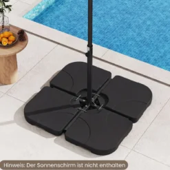 Sonnenschirmständer 60 L / 68 kg befüllbar mit Wasser oder Sand Schwarz 50 x 50 cm