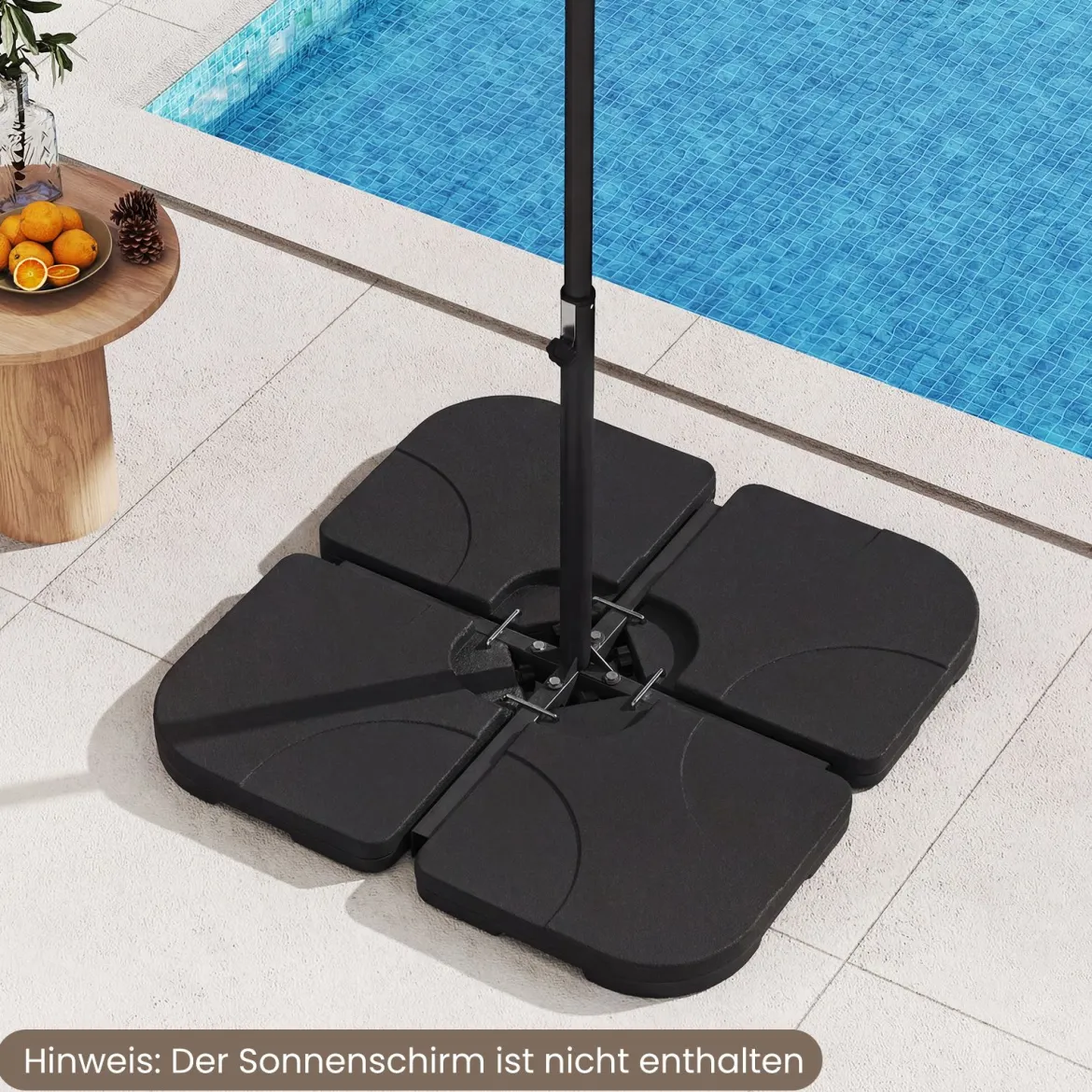 Sonnenschirmständer 60 L / 68 kg befüllbar mit Wasser oder Sand Schwarz 50 x 50 cm