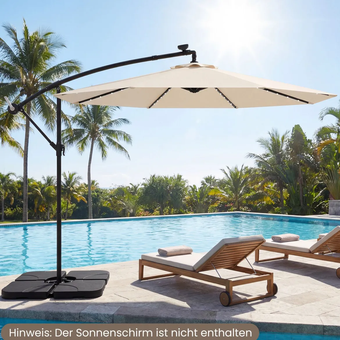 Sonnenschirmständer 60 L / 68 kg befüllbar mit Wasser oder Sand Schwarz 50 x 50 cm