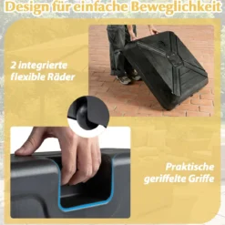 Sonnenschirmständer mit Rollen befüllbar Schwerlast Metall Querträger 81cm quadratisch