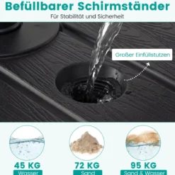 Sonnenschirmständer Schirmständer Sonnenschirm Befüllbar bis. 95 kg Schirmhalter mit Rollen