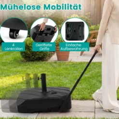 Sonnenschirmständer Schirmständer Sonnenschirm Befüllbar bis. 95 kg Schirmhalter mit Rollen
