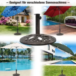 Sonnenschirmständer stabiler Schirmständer aus robustem Gusseisen für 38 mm bis 48 mm Gestänge
